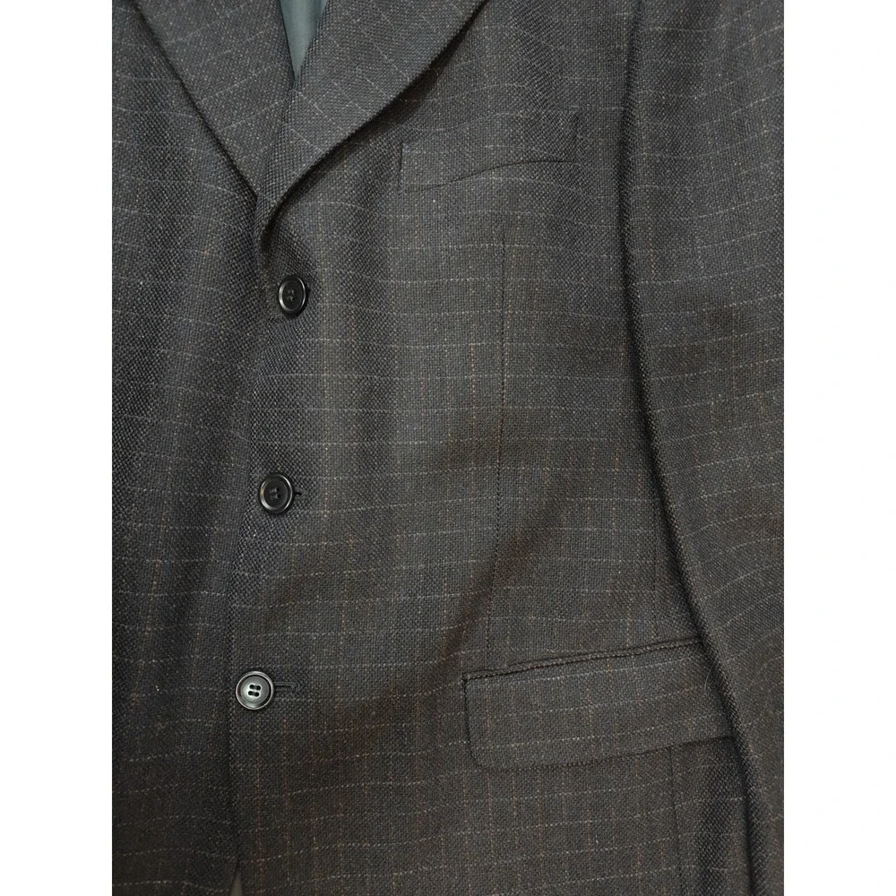 Syd Jerome Mens Wool Sports Coat 40R Dark Navy Italy 3 Button Check Tweed Blazer